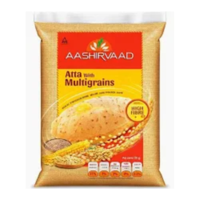 Aashirvaad Atta with Multigrains, 10kg pack | High Fibre & High Protein Multigrain Atta | 6 Natural Grains